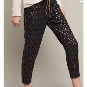 Anthropologie Hei Hei Navy/ Gold Sequin Jogger Pants Size Small